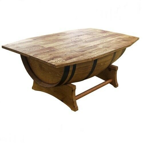 Holztisch mit Tischplatte und staufach aus Eichenfass