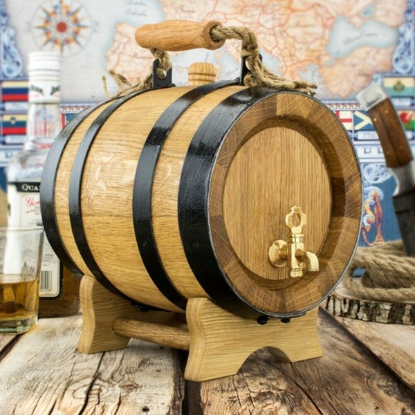 Holzfass Weinfass Whiskyfass 10 Liter mit Griff Eichenfass Gravur Möglich