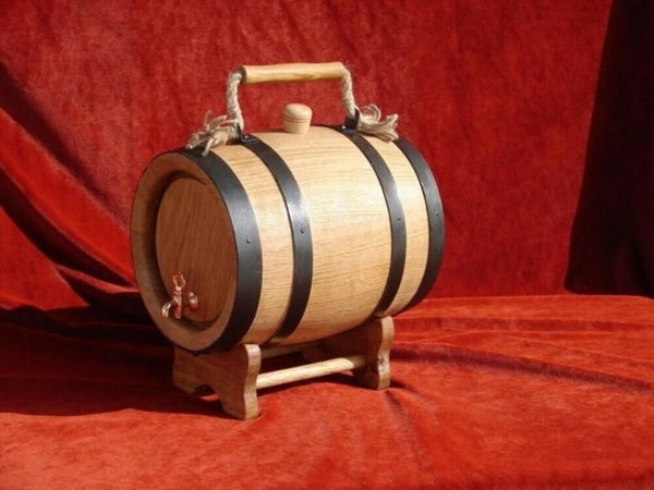 Holzfass Weinfass Whiskyfass 5 Liter mit Griff Eichenfass Gravur Möglich