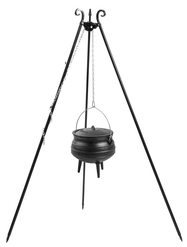 Dreibein 180cm Hoch mit Gusseisen Gulaschkessel 6 Liter