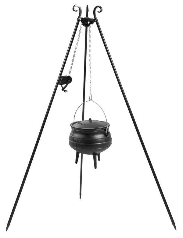 Dreibein mit Kurbel 180cm Hoch mit Gusseisen Gulaschkessel 13 Liter